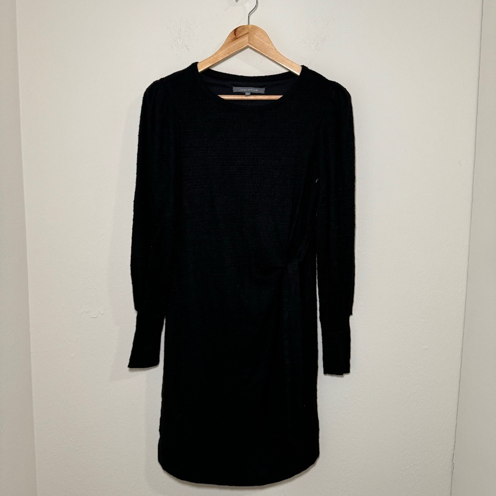 Julia Jordan Dress Women's Size 4 Black Long Sleeve Faux Wrap Textured Mini